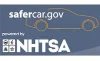 Safercar.gov logo with car outline and NHTSA logo, promoting vehicle safety.