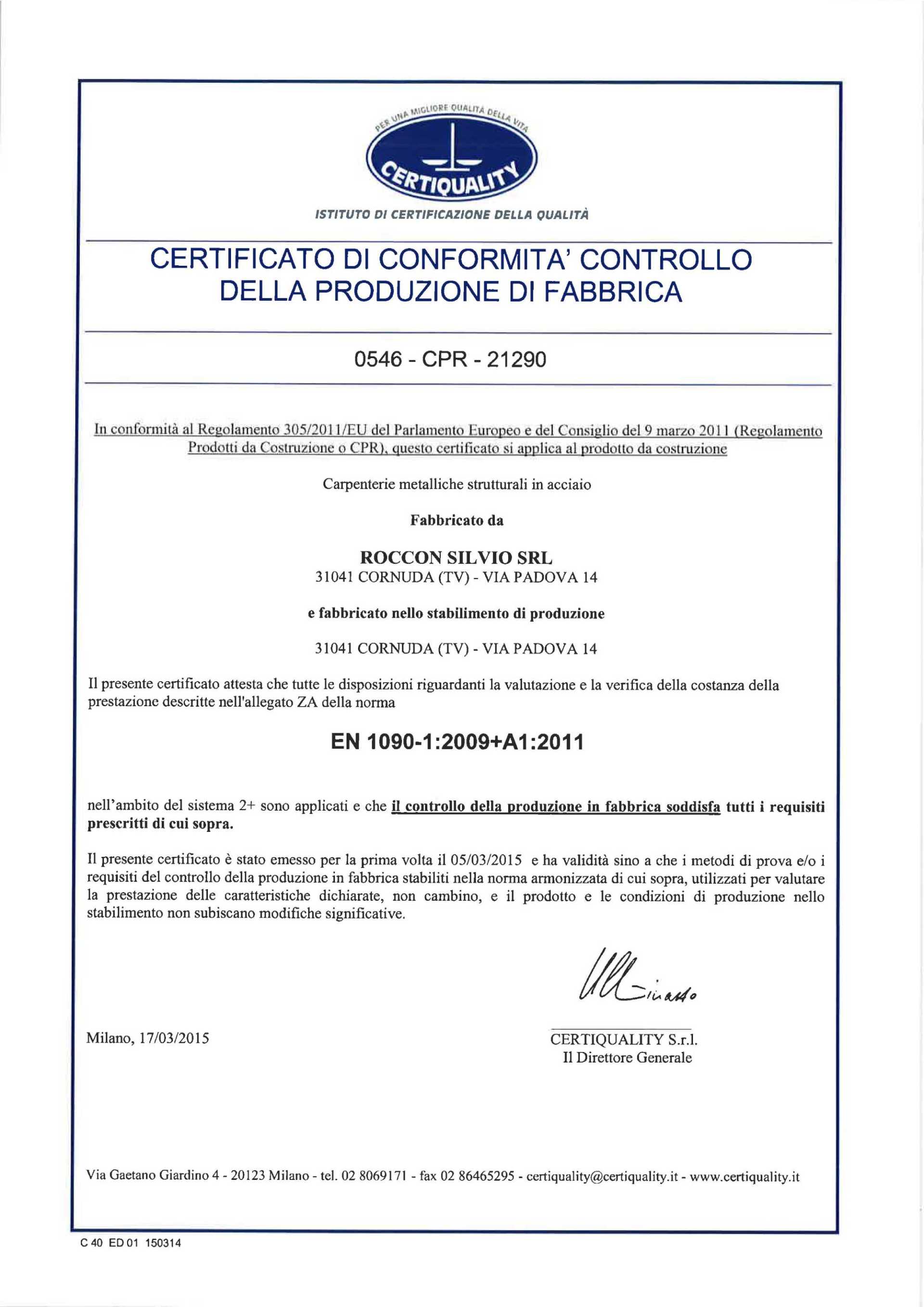 certificazione EN 1090
