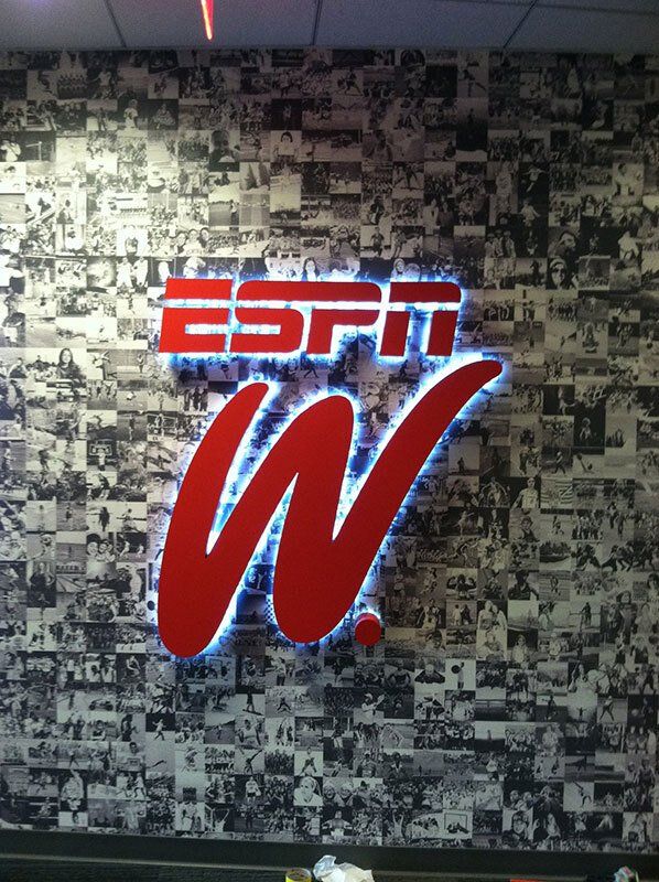 espn w neon and illuminated sign