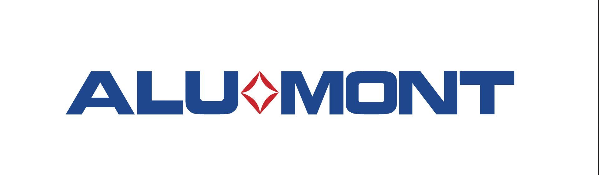 ALU MONT logo in blue with a red diamond icon between the words