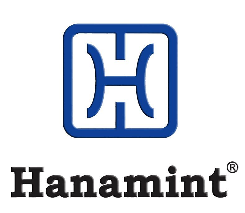 Hanamint logo with blue emblem above black text
