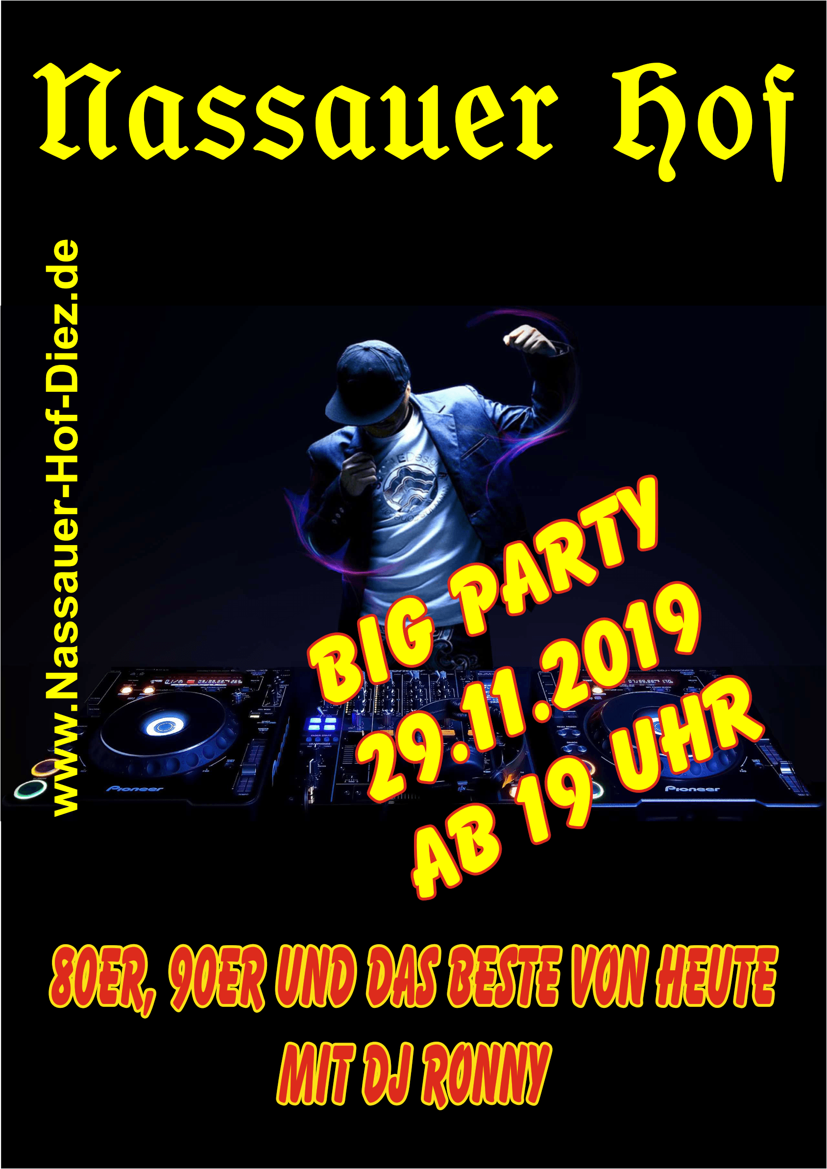 Ein Plakat für eine große Party im Massauer Hof