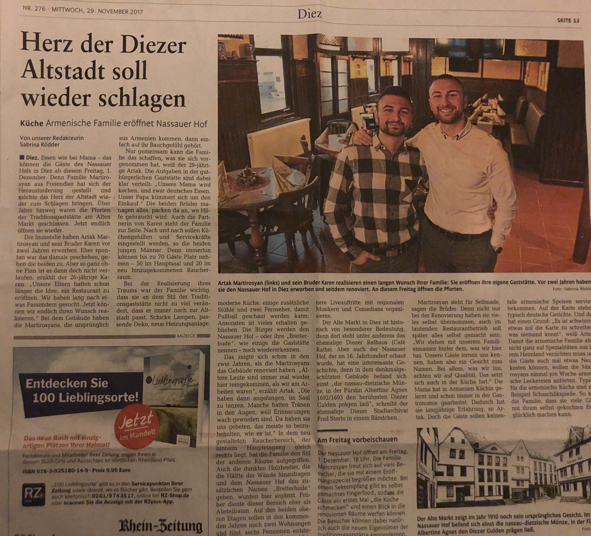A newspaper article about herz der diezer altstadt soll wieder schlagen