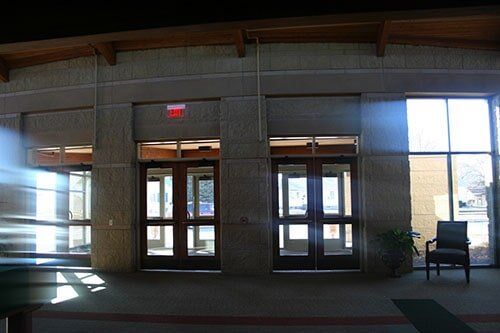 Brick church entrance - commercial masonry in Columbus, NE