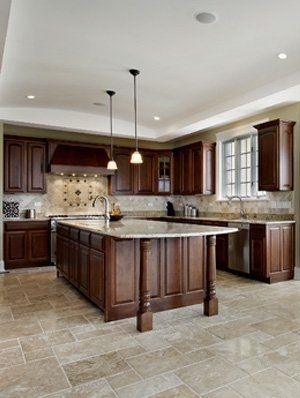 large kitchen with beautiful wooden units