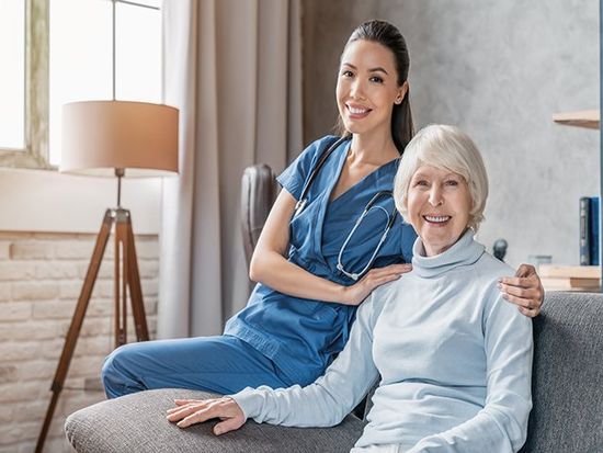 Elderly Woman with Her Nurse — West Palm Beach, FL — A to Z Senior Care, LLC Elderly Woman with Her Nurse — West Palm Beach, FL — A to Z Senior Care, LLC
