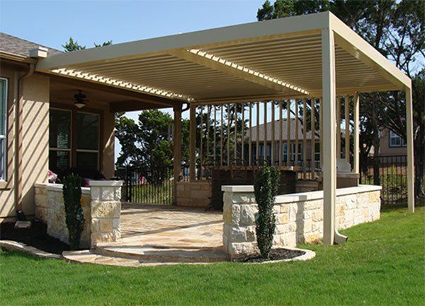 Equinox Louvered Patio Cover in Outdoor Living Space — Fresno, CA — R.F.M.C Construction Inc