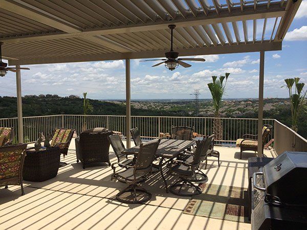 Equinox Louvered Patio Cover with Fan — Fresno, CA — R.F.M.C Construction Inc