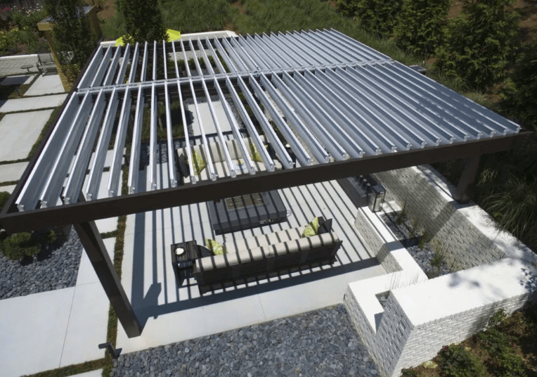 Top View of Equinox Bronze Louvered Patio Cover — Fresno, CA — R.F.M.C Construction Inc