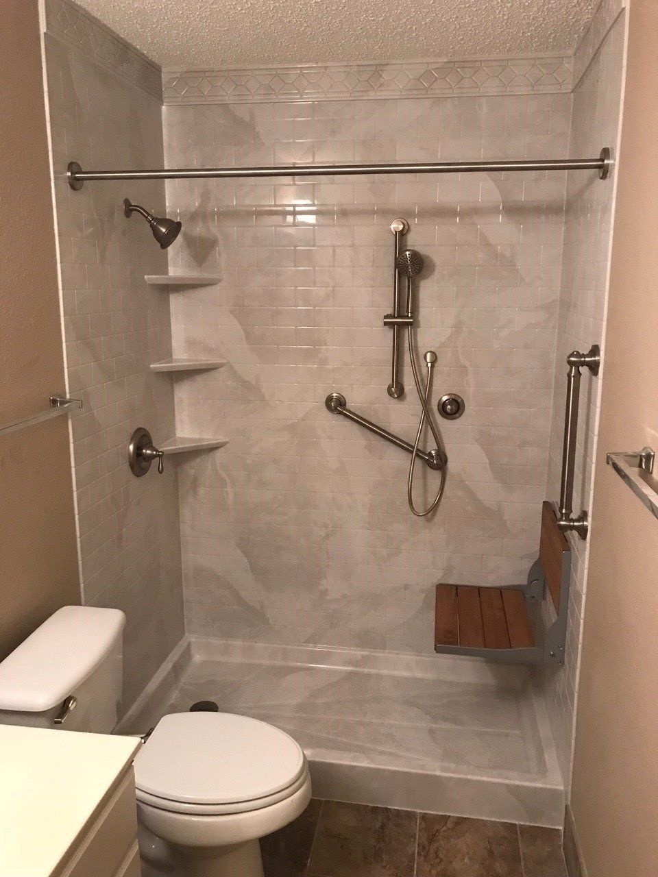 Walk In Shower with 2 Shower heads and Foldable Seat