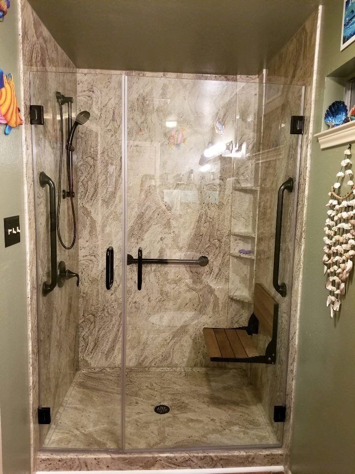 Walk In Shower with Foldable Seat And Grab Bars