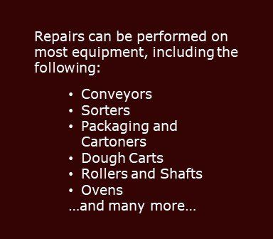 Repairs can be performed on most equipment including the following