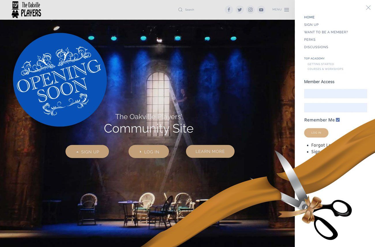 A website with a theater backdrop, 