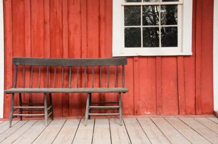 Front Porch with Wood Bench