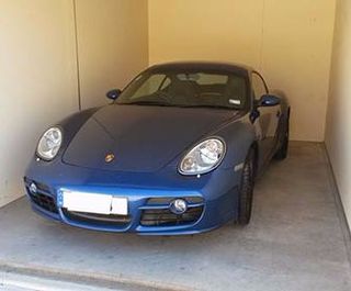 View of a car parked in the storage container