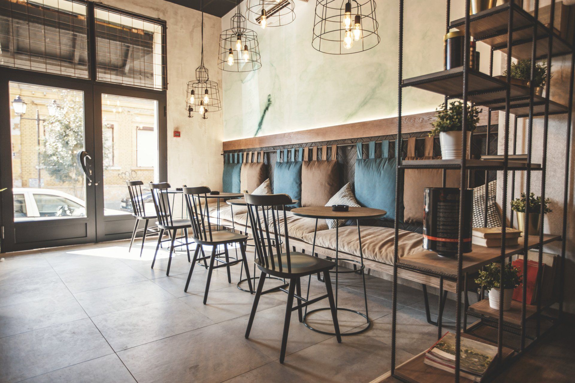 shot of store cafe before first customers arrive