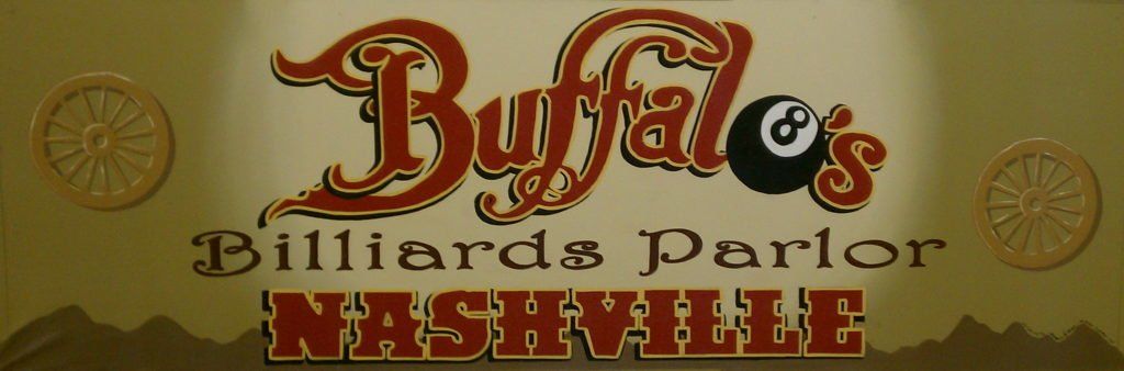 A sign for buffalo 's billiards parlor nashville