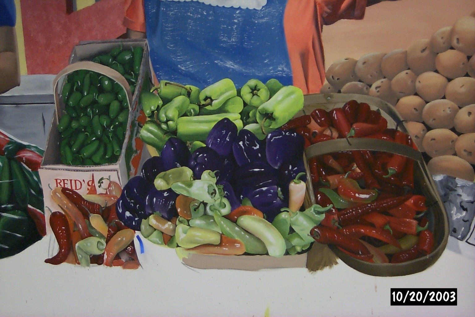 A painting of vegetables with the date 10/20/2003