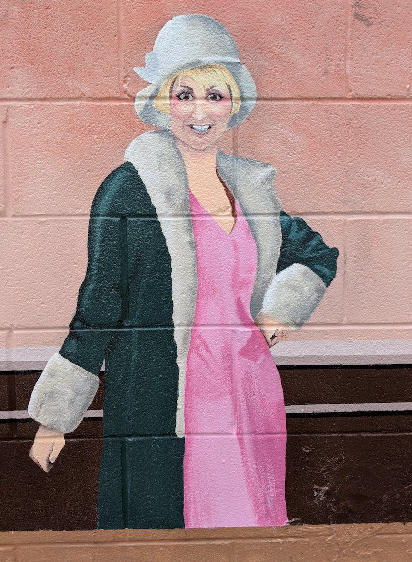 A painting of a woman wearing a fur coat and hat