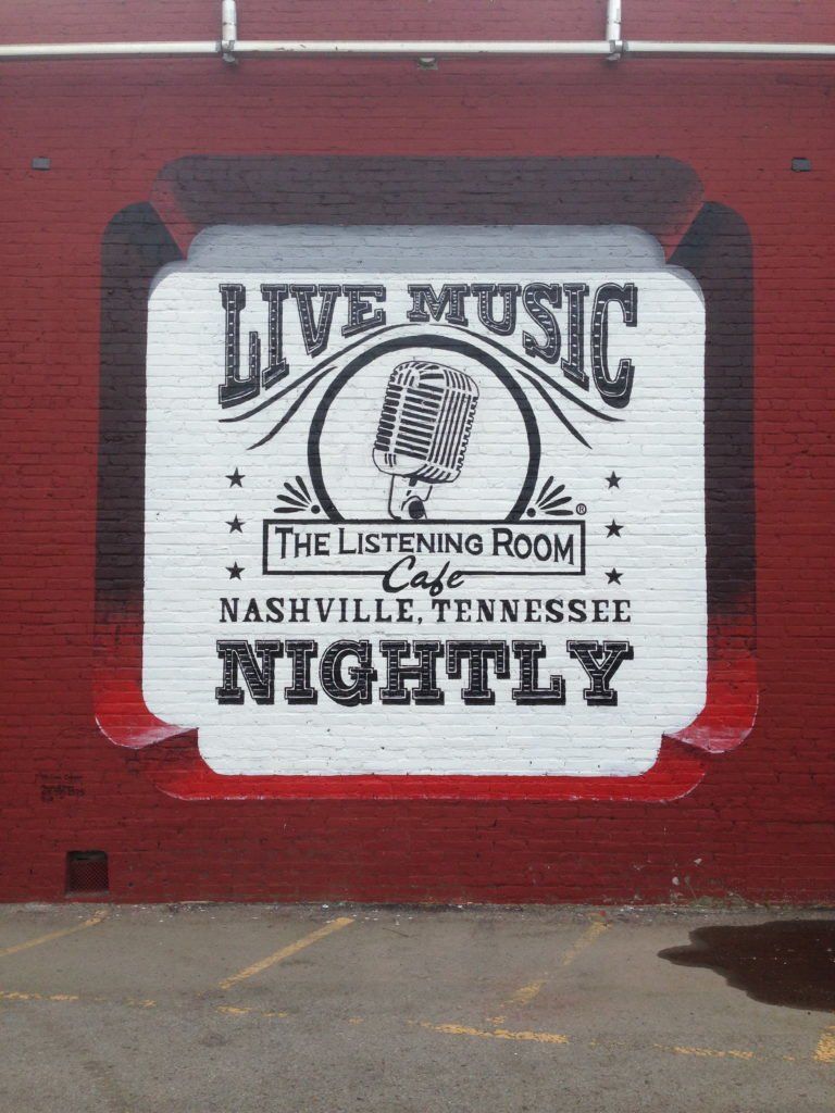 A sign for the listening room cafe in nashville tennessee