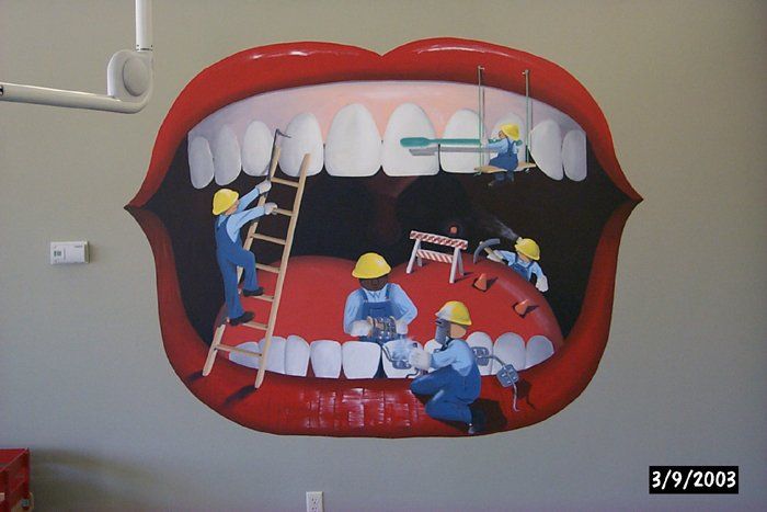 A painting of a mouth with a date of 9/9/2003