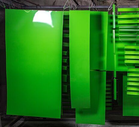 Green Metal Sheets — Powder coating service in Tomago, NSW Green Metal Sheets — Powder coating service in Tomago, NSW