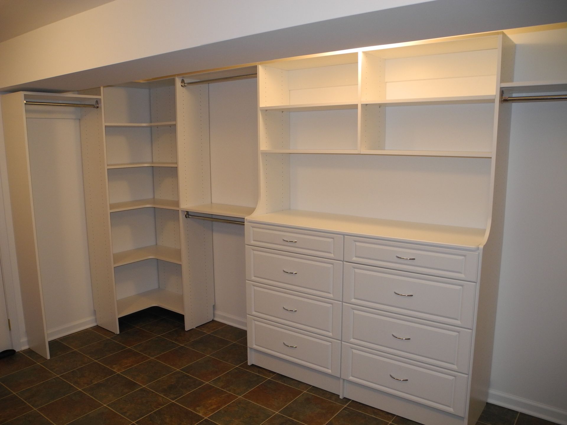Custom Closet System Installed in Basement
