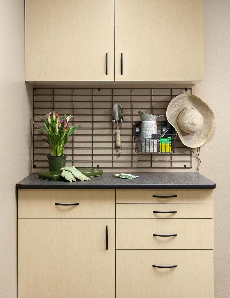 Custom garage storage cabinet with sliding doors