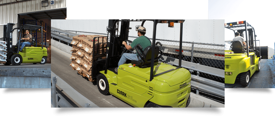 A Clark Forklift Truck working hard as always