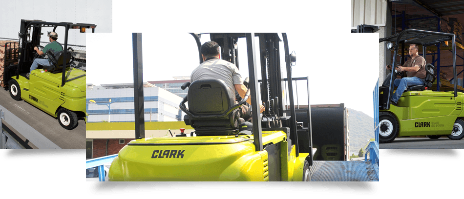 A Clark Forklift Truck working hard as always