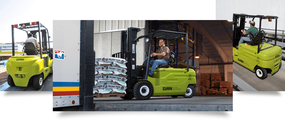 A Clark Forklift Truck working hard as always