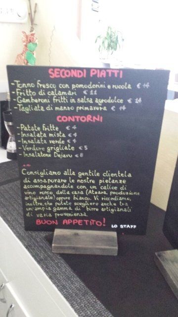 elenco di secondi piatti e contorni