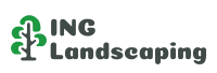 The logo for ing landscaping has a tree on it.