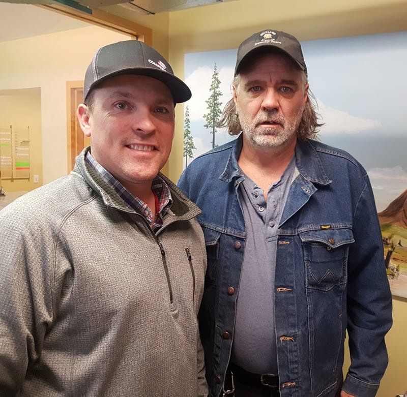 Drumheller, AB: AB Minister Nate Horner with Matt Paproski.