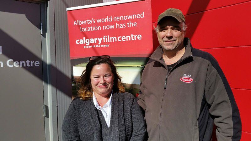 Calgary Film Centre opening: ACTRA’s Tina Alford with Matt Paproski.