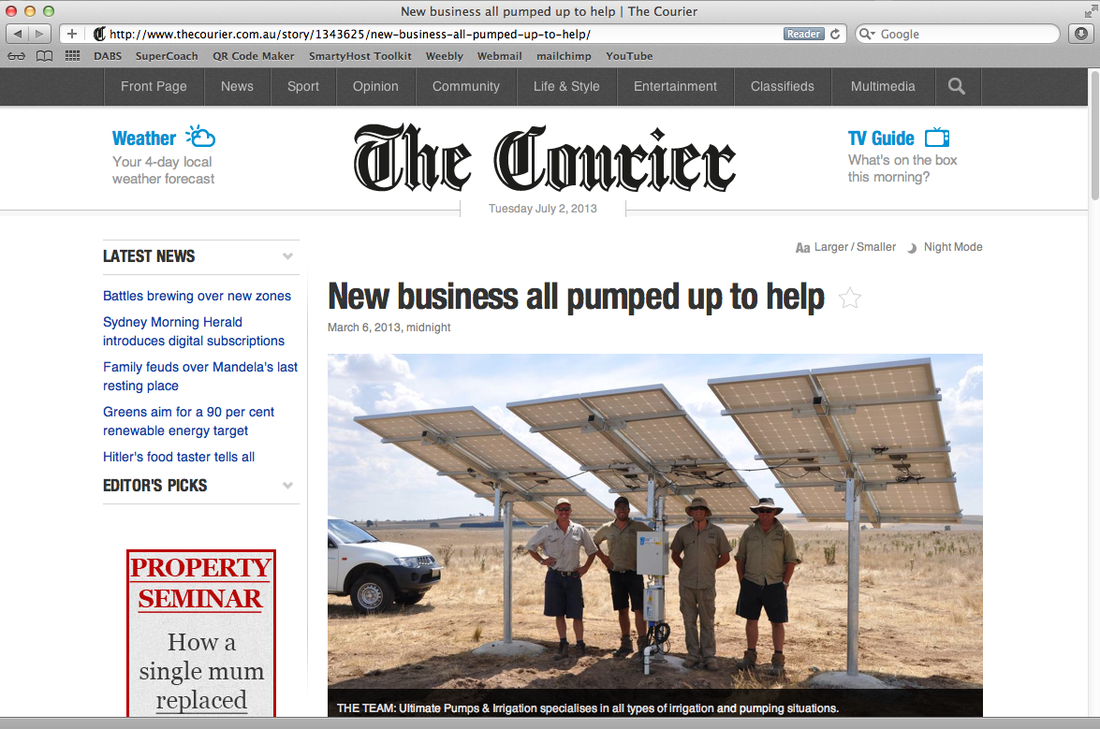 Ultimate Pumps & Irrigation in the Courier, Ballarat