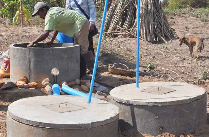 Waste is treated at the rear as compost fertilizer