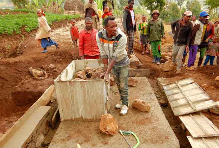 maintenance team leads the construction of a water point