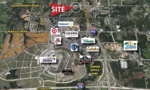 An aerial view of a site with many logos on it