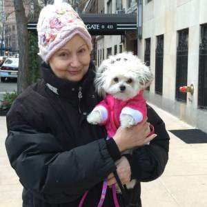 woman with Maltipoo dog