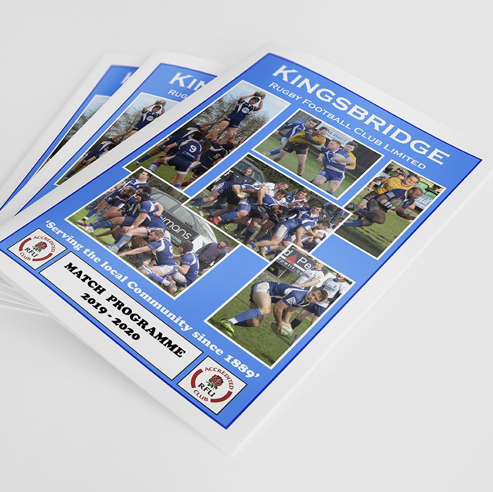 kingsbridge rugby programme printing  in south devon by nick walker printing