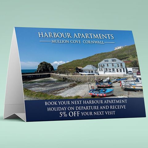 print of tent cards for mullion cove hotel in cornwall by nick walker printing