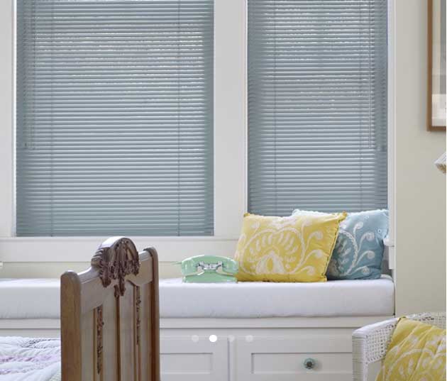 Exterior Window Treatment — Light Blue Colored Blinds In Belgrade, MT