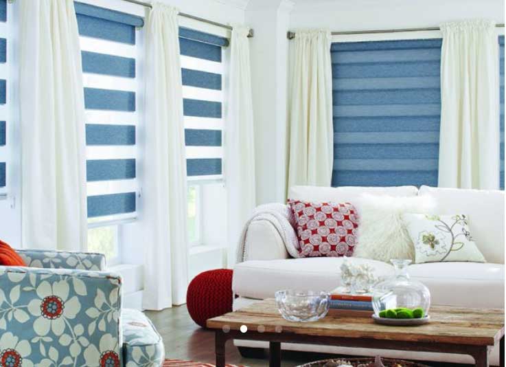 Different Color Of Dual Shades With Curtains — Belgrade, MT — Blind Guy of Butte