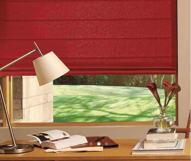 Window Shutters Expert — Wood Window With Red Window Shades In Belgrade, MT