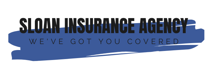 Sloan Insurance Agency logo with blue brushstroke and “We’ve Got You Covered” tagline