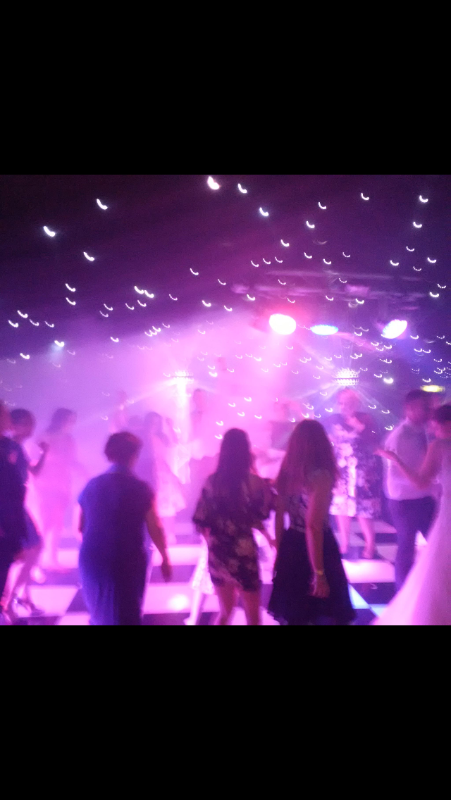 Atmospheric dance floor lighting.