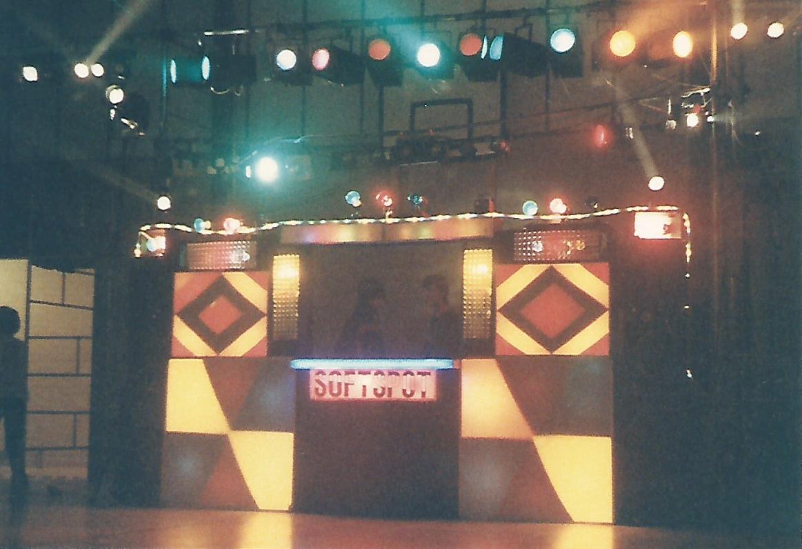 huge disco lighting set-up in sports hall