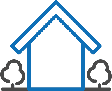 house icon with blue frame