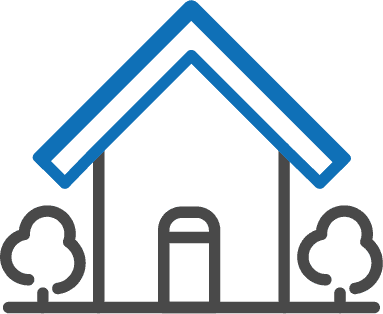 house icon with blue roof